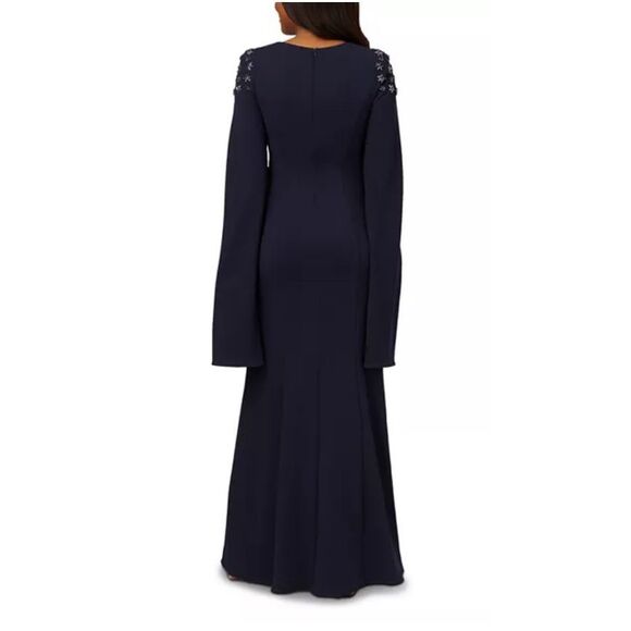 ADRIANNA PAPELL MAXI DRESS/LINED/RETAIL$229/ SIZE  8 /NEW W TAG/NAVY - Picture 2 of 14
